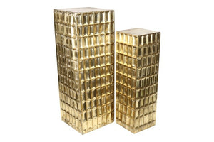 Bloemen/vazen zuilen Ohio vierkant goud - 91 & 108 cm hoog (2 delige set)