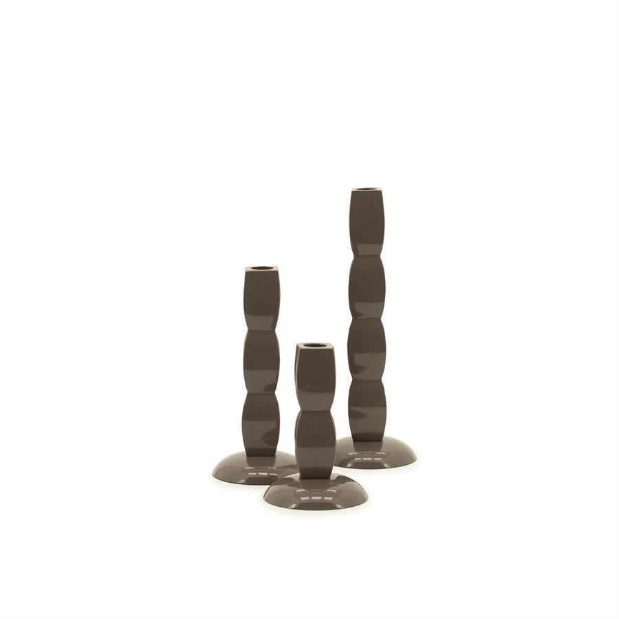 Kaarsenhouder set Prinz 3-delig By-Boo - Donker taupe (Magazijn sale)