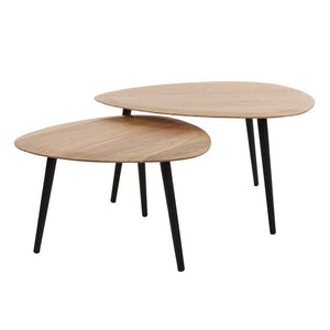 Salontafel set/2 driehoek organisch / Massief acacia