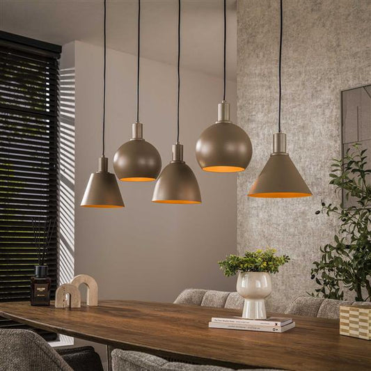 Hanglamp Metallo 5-lichts / Beige (Magazijn sale)