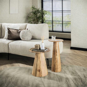 Bijzettafel set/2 cone / Massief acacia naturel