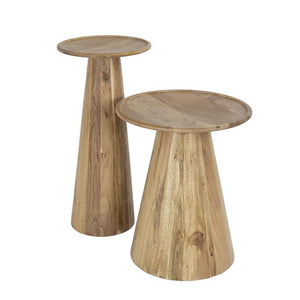 Bijzettafel set/2 cone / Massief acacia naturel