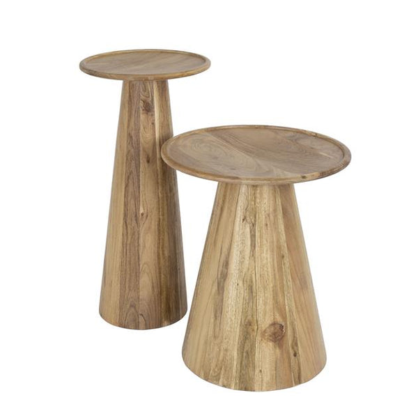 Bijzettafel set/2 cone / Massief acacia naturel