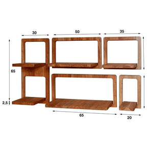 Wandschap set/5 curvy / Massief acacia naturel (Magazijn sale)