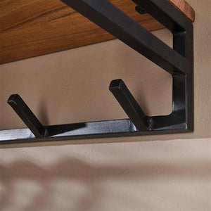 Kapstok custom 6 haken hoedenplank / Massief acacia naturel