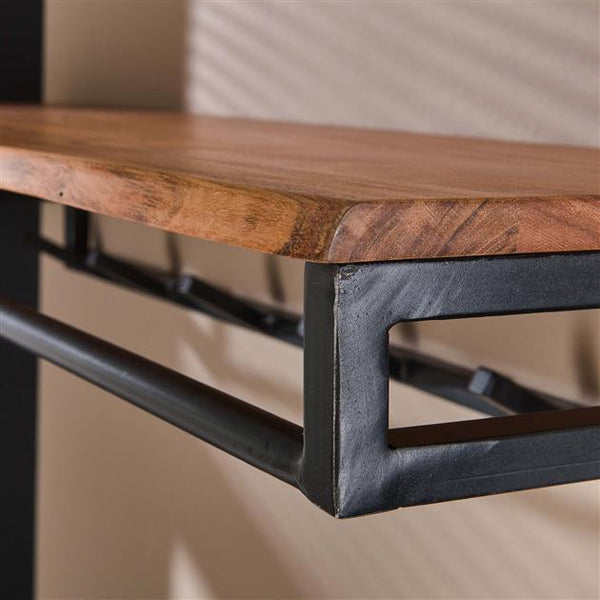 Kapstok custom 6 haken hoedenplank / Massief acacia naturel