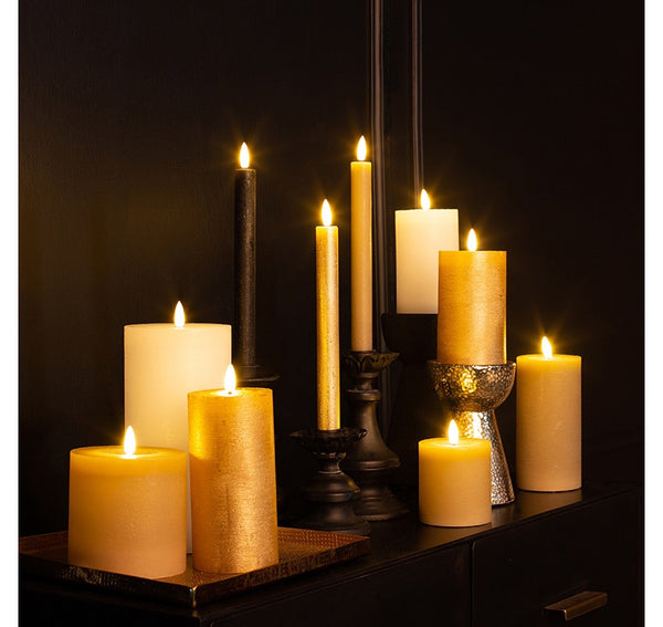 2 stuks LED Dinerkaars rustiek beige - 24 cm hoog + afstandsbediening (Countryfield)