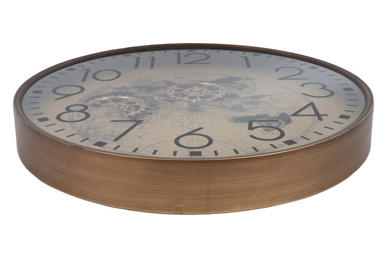 Radarklok world map rond Goud Ø80 cm