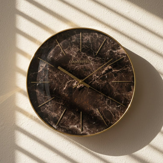 Wandklok Bellamy rond bruin marmer Countryfield Ø35 cm