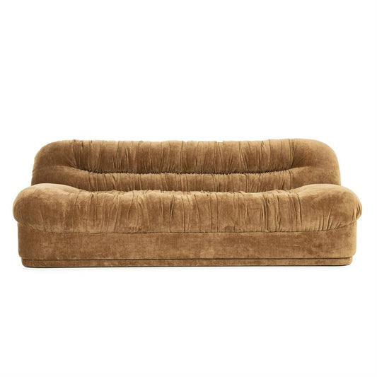 Retro 3 zits bank Sofa Nook By-Boo  - Mosterd stof (218 cm breed)