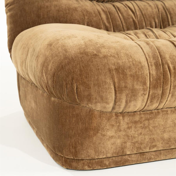 Retro 3 zits bank Sofa Nook By-Boo  - Mosterd stof (218 cm breed)