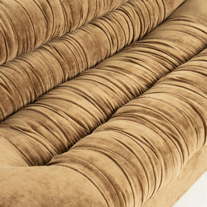 Retro 3 zits bank Sofa Nook By-Boo  - Mosterd stof (218 cm breed)