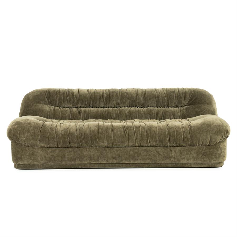 Retro 3 zits bank Sofa Nook By-Boo  - Groene stof (218 cm breed)