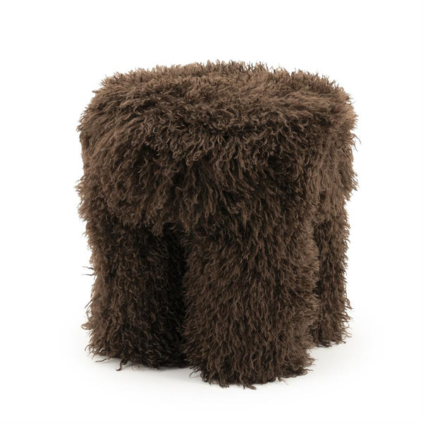 Poef/stoel Doodly By-Boo  - Donker bruine doodle stof