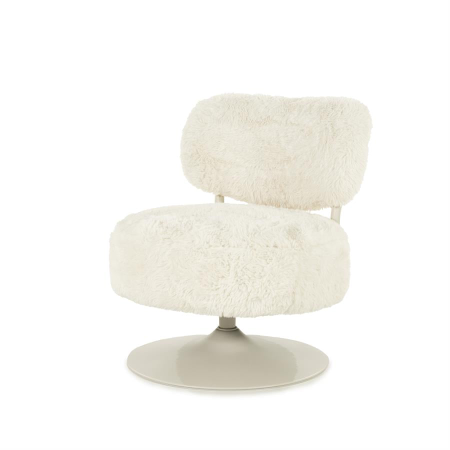 Draaifauteuil Furlo rond By-Boo -Beige zachte stof