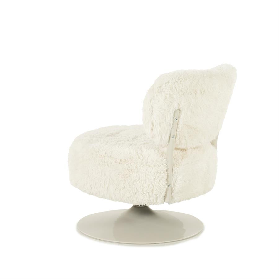 Draaifauteuil Furlo rond By-Boo -Beige zachte stof
