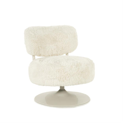 Draaifauteuil Furlo rond By-Boo -Beige zachte stof