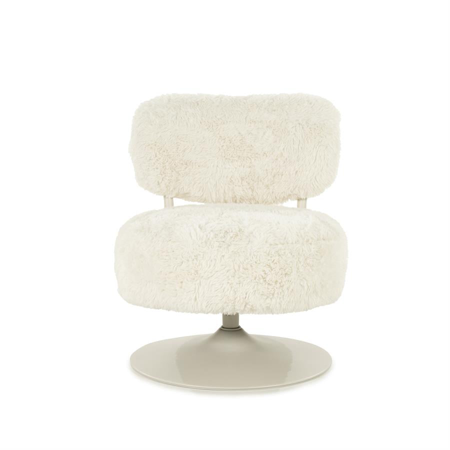 Draaifauteuil Furlo rond By-Boo -Beige zachte stof