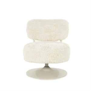 Draaifauteuil Furlo rond By-Boo -Beige zachte stof