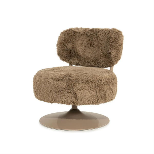 Draaifauteuil Furlo rond By-Boo -Taupe zachte stof