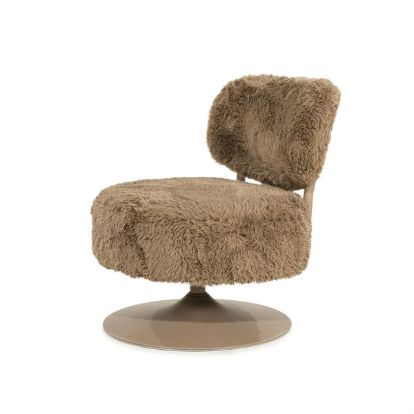 Draaifauteuil Furlo rond By-Boo -Taupe zachte stof