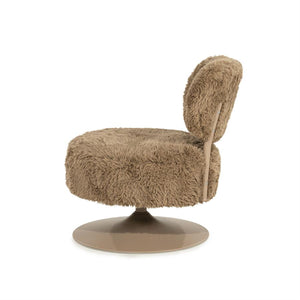 Draaifauteuil Furlo rond By-Boo -Taupe zachte stof