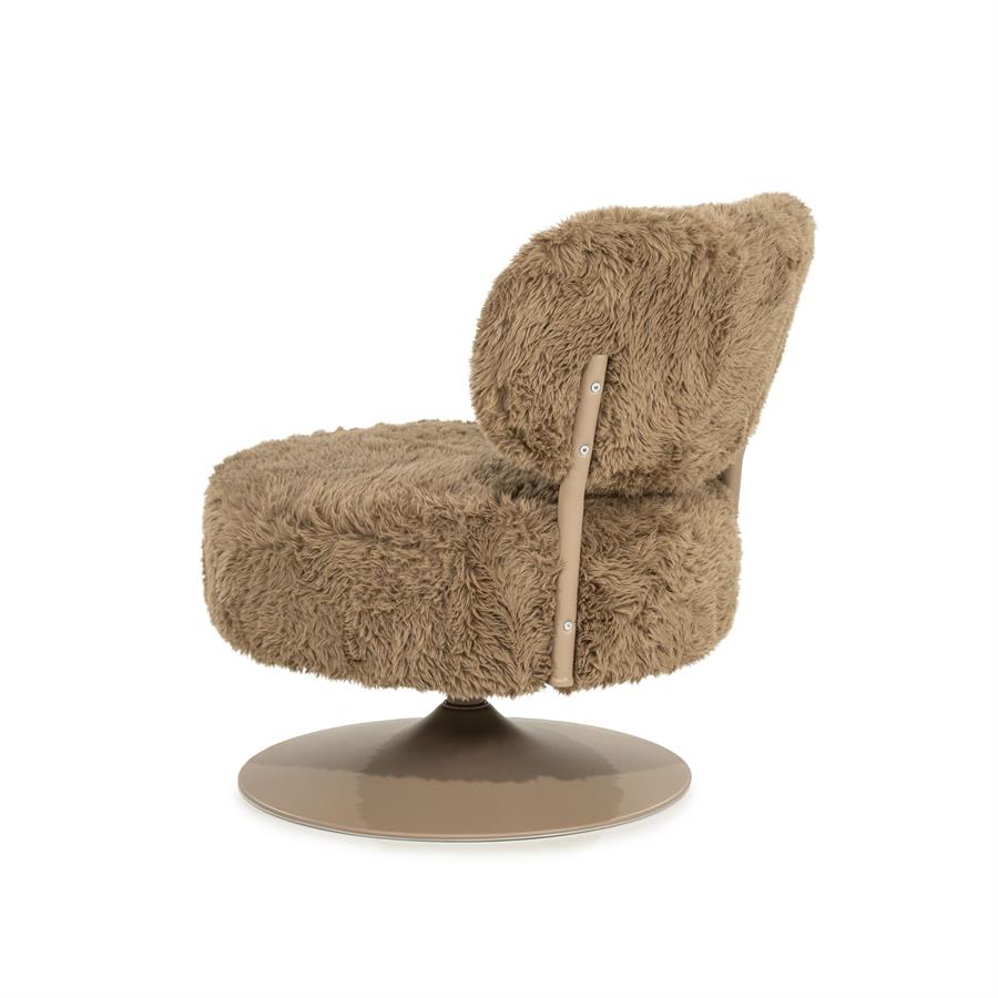 Draaifauteuil Furlo rond By-Boo -Taupe zachte stof