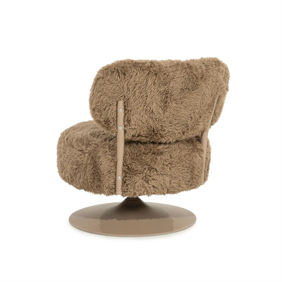 Draaifauteuil Furlo rond By-Boo -Taupe zachte stof