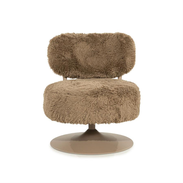 Draaifauteuil Furlo rond By-Boo -Taupe zachte stof
