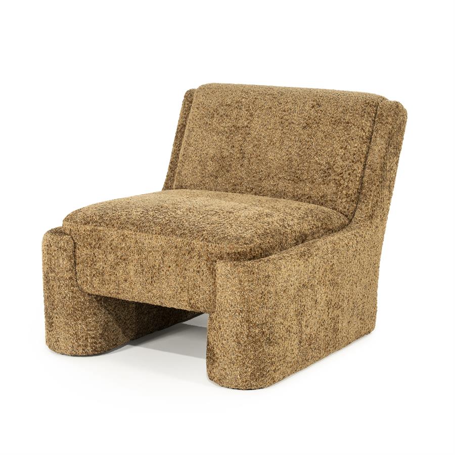Lounge fauteuil Omla By-Boo - Mosterd fluff stof