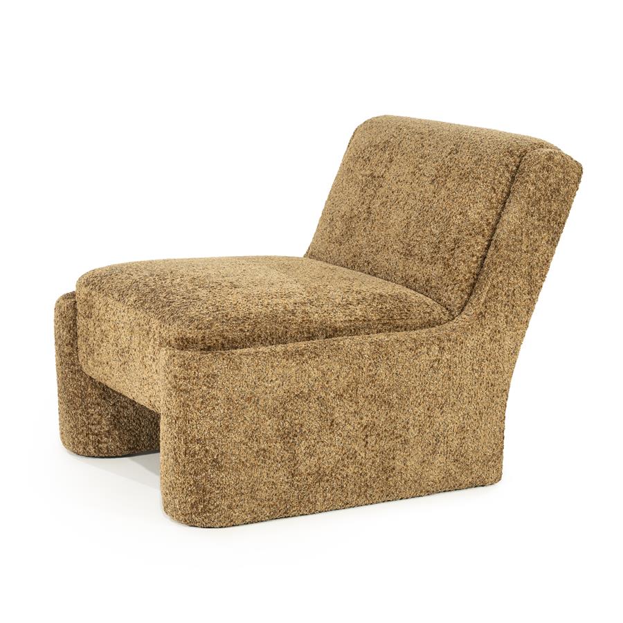 Lounge fauteuil Omla By-Boo - Mosterd fluff stof