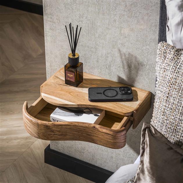 Nachtkastje organic set van 2 stuks / Massief acacia naturel van Idéco Design, foto 2