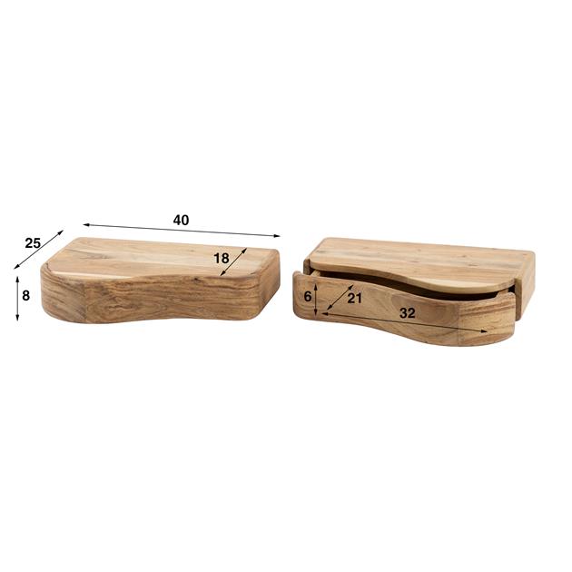 Nachtkastje organic set van 2 stuks / Massief acacia naturel van Idéco Design, foto 4