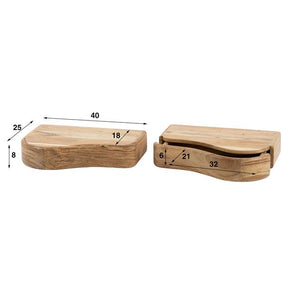 Nachtkastje organic set van 2 stuks / Massief acacia naturel