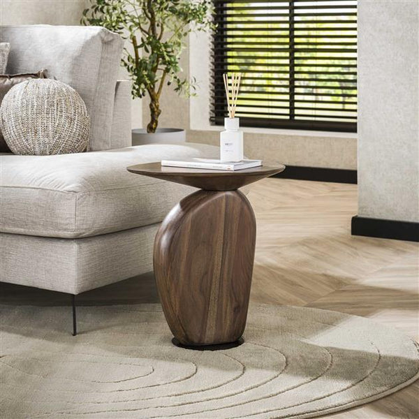 Bijzettafel art solid / Massief acacia glaze brown