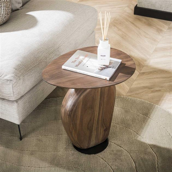 Bijzettafel art solid / Massief acacia glaze brown