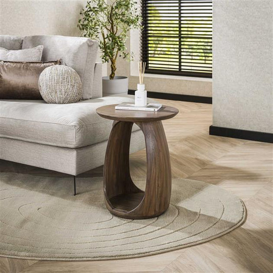 Bijzettafel flow S solid / Massief acacia glaze brown