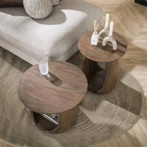 Bijzettafel flow S solid / Massief acacia glaze brown