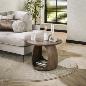Bijzettafel flow M solid / Massief acacia glaze brown