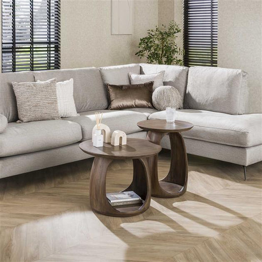 Bijzettafel flow M solid / Massief acacia glaze brown
