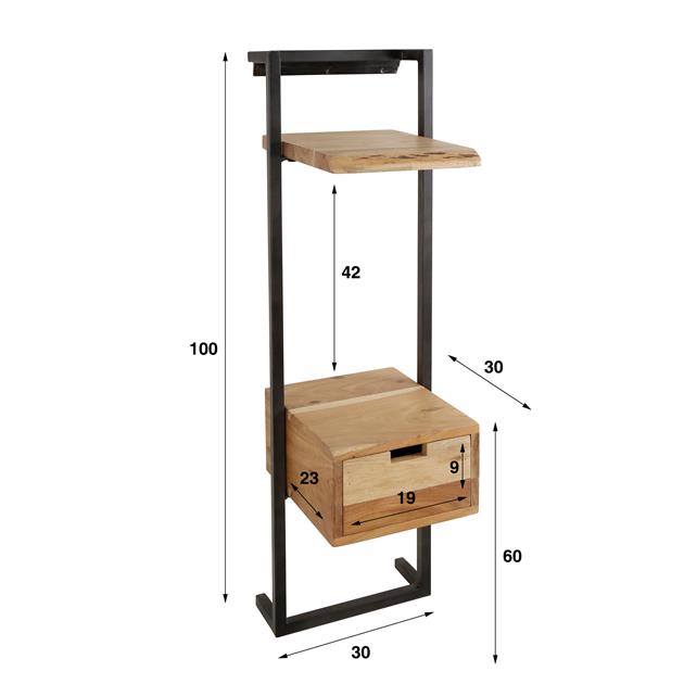 Nachtkastje air solid XS / Massief acacia naturel (Magazijn sale)