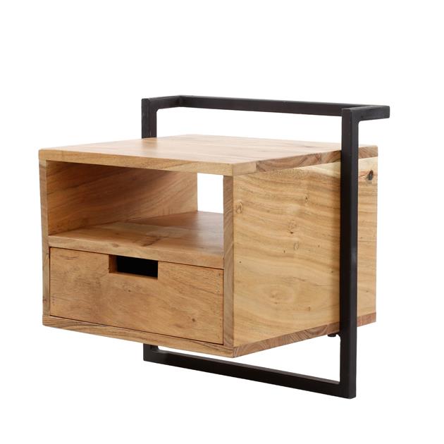 Nachtkastje 1L open vak air solid / Massief acacia naturel van Idéco Design, foto 6