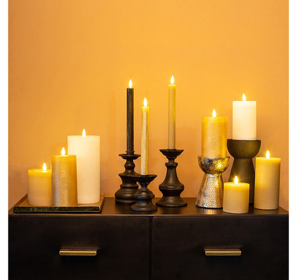 2 stuks LED Dinerkaars rustiek beige - 24 cm hoog + afstandsbediening (Countryfield)