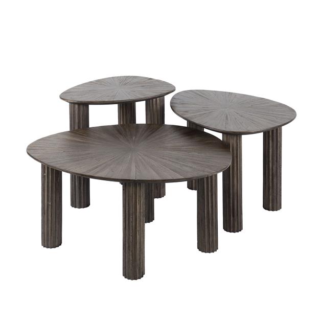 Bijzettafel set van 3 driehoek Maya teak / Teak rust brown
