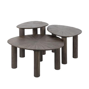 Bijzettafel set van 3 driehoek Maya teak / Teak rust brown