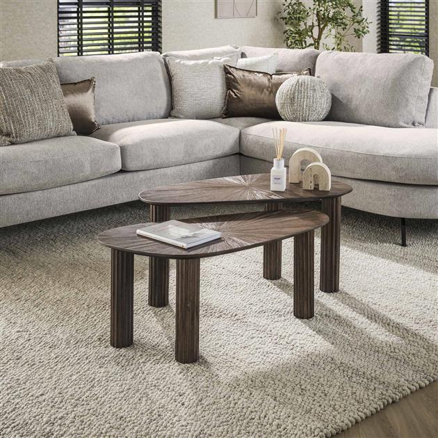 Salontafel set/2 hoekvormig Maya teak / Teak rust brown