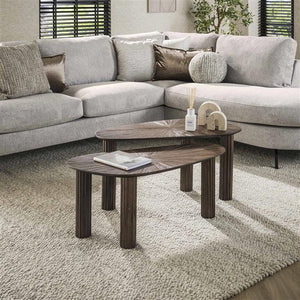 Salontafel set/2 hoekvormig Maya teak / Teak rust brown