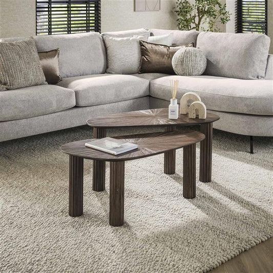 Salontafel set/2 hoekvormig Maya teak / Teak rust brown