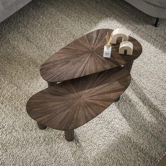 Salontafel set/2 hoekvormig Maya teak / Teak rust brown