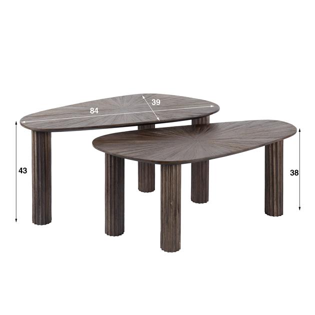 Salontafel set/2 hoekvormig Maya teak / Teak rust brown
